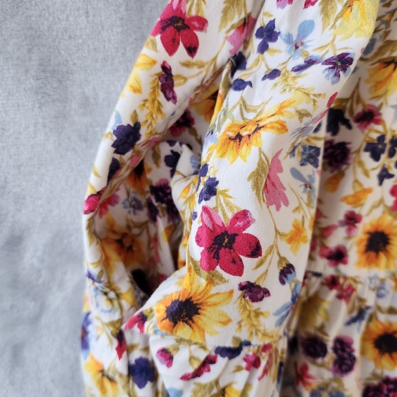 Old Navy Dress Womens Size XL Puff Sleeve Cottage Floral All Day Swing Pockets - Picture 4 of 10